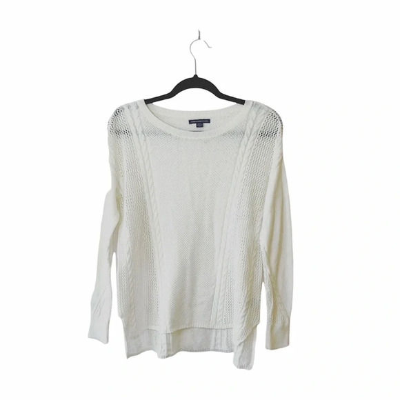American Eagle Cream Open Stitch Knit Pullover Sweater Small Women’s - Picture 1 of 11